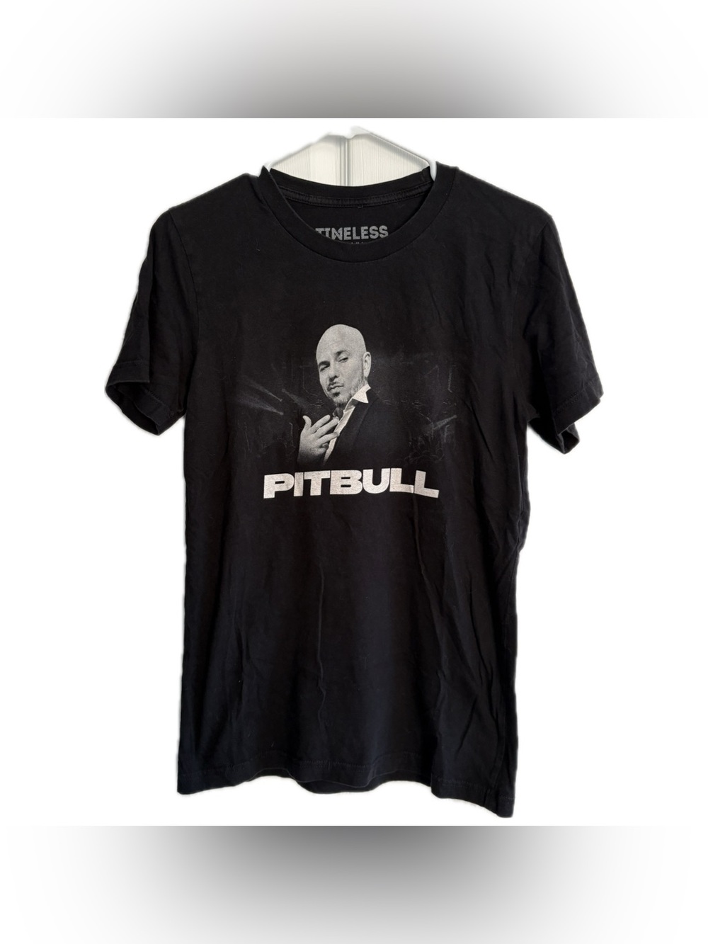 Pitbull I Feel Good Tour 2021 black t-shirt with graphic of Pitbull